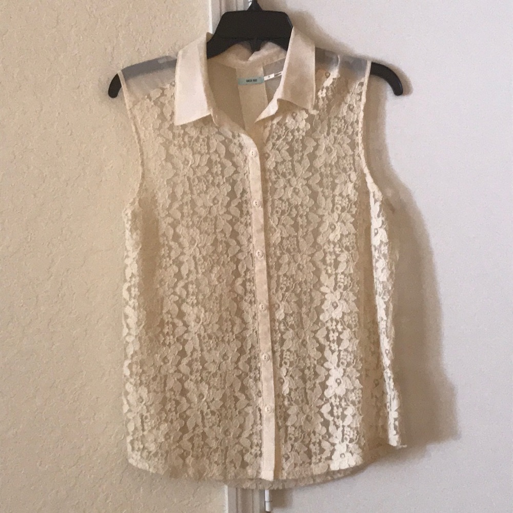 Urban Outfitters lace sheer button down top